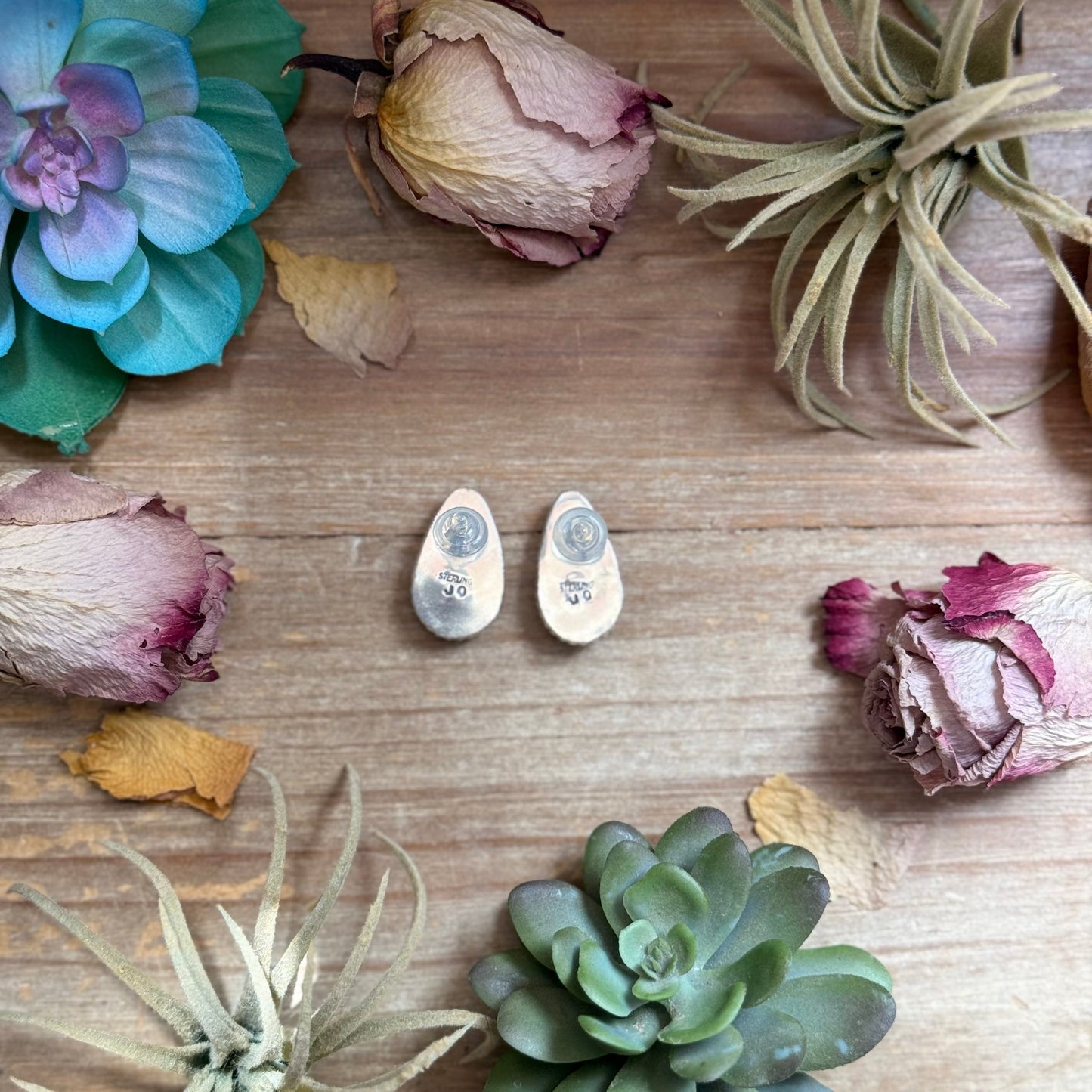 33 - Sterling Silver Dry Creek Turquoise Stud Earrings by Jason Ogg