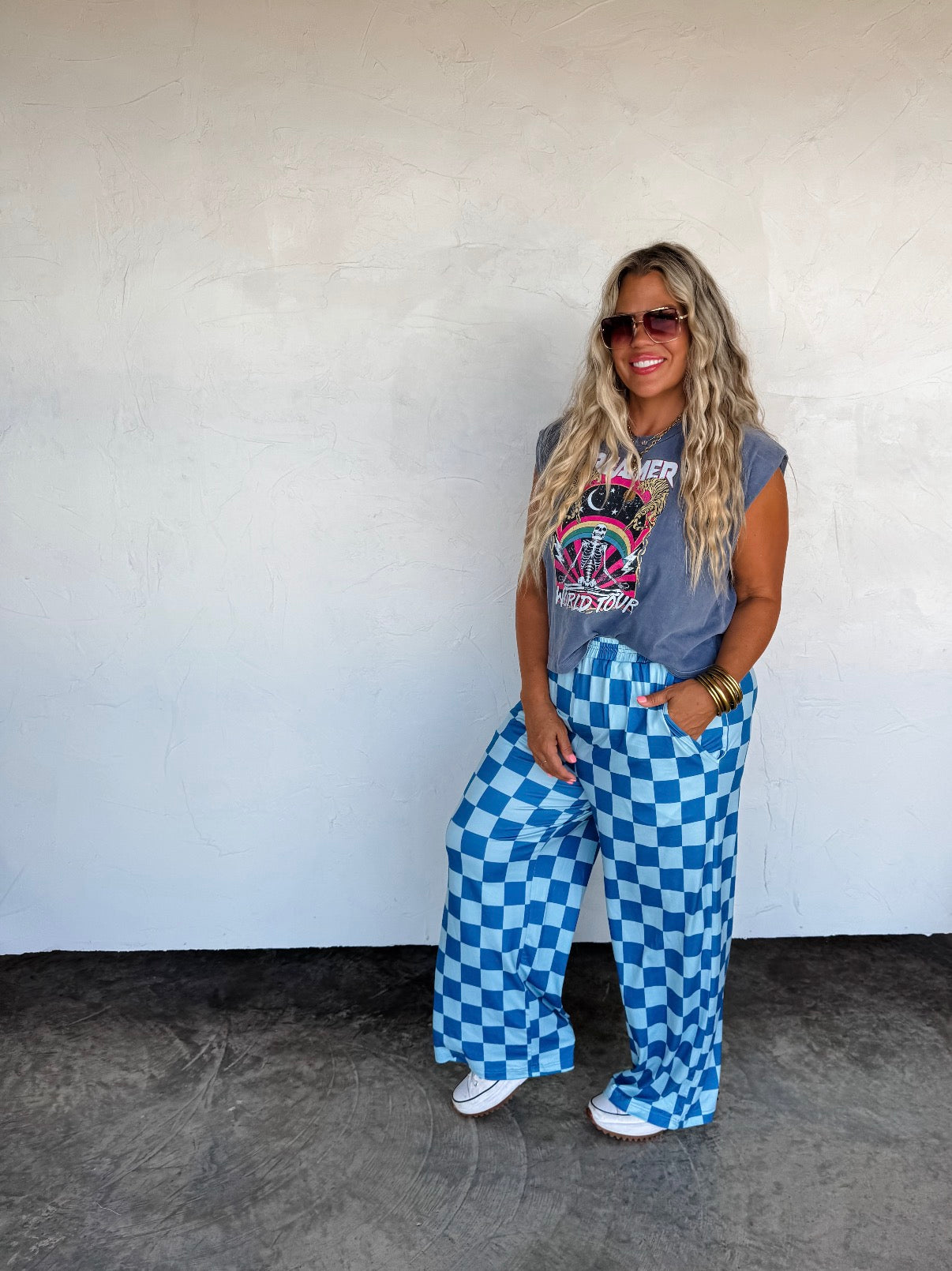 Blue Checker Pop Pants