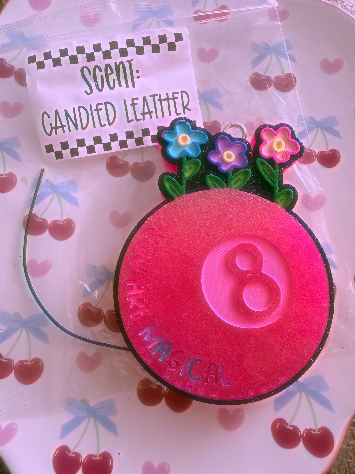 Eight Ball & Flowers Freshie