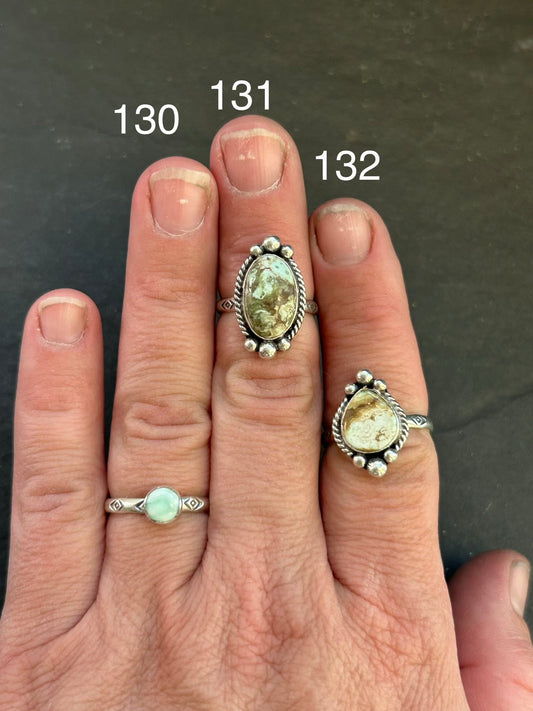 132 - Sterling Silver Dry Creek Turquoise Medicine Man Eye Stamped Stacking Ring by Jason Ogg