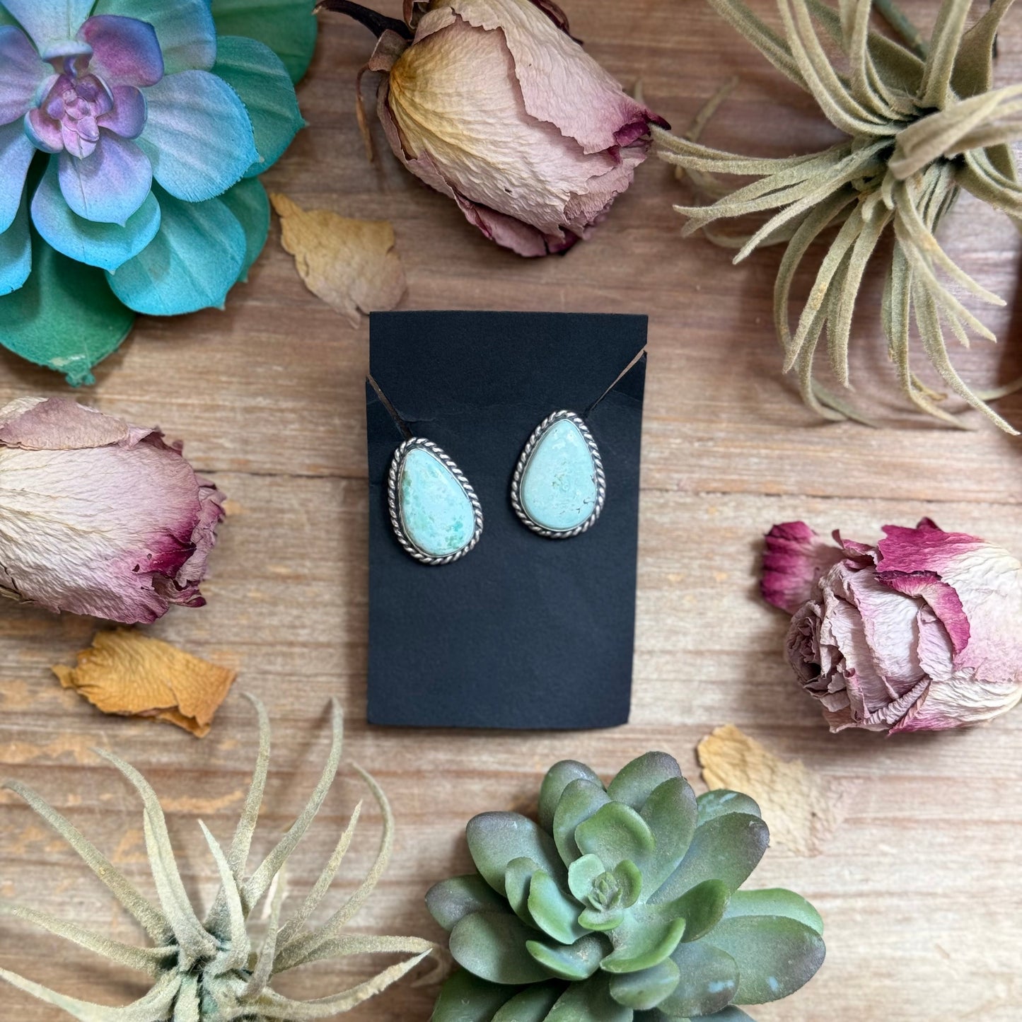 33 - Sterling Silver Dry Creek Turquoise Stud Earrings by Jason Ogg
