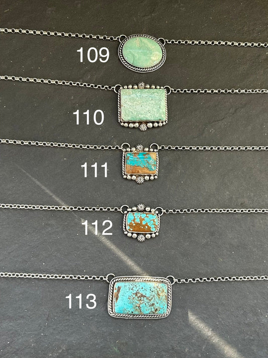 112 - Sterling Silver Mine #8 Turquoise Bar Necklace by Jason Ogg
