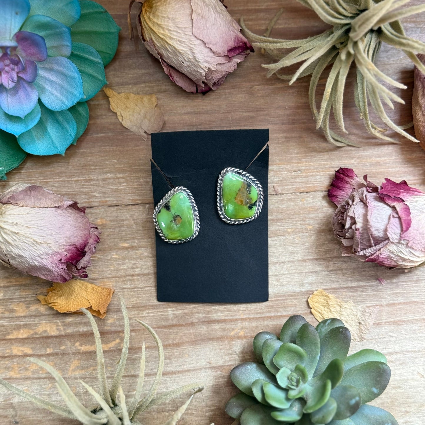 17 - Sterling Silver Sonoran Turquoise Stud Earrings by Jason Ogg