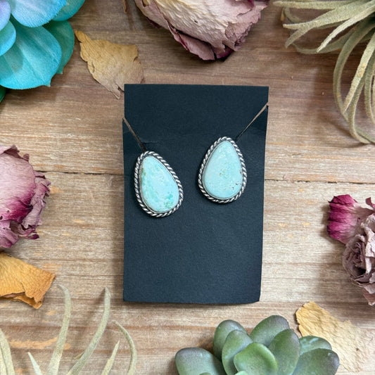 33 - Sterling Silver Dry Creek Turquoise Stud Earrings by Jason Ogg