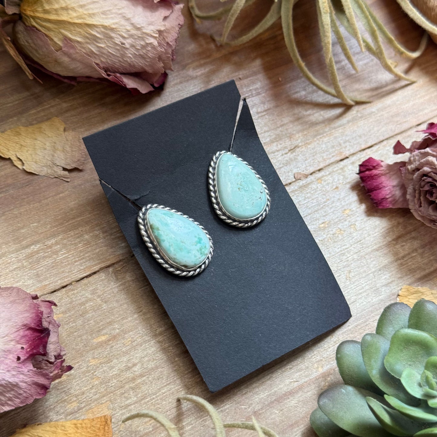 33 - Sterling Silver Dry Creek Turquoise Stud Earrings by Jason Ogg