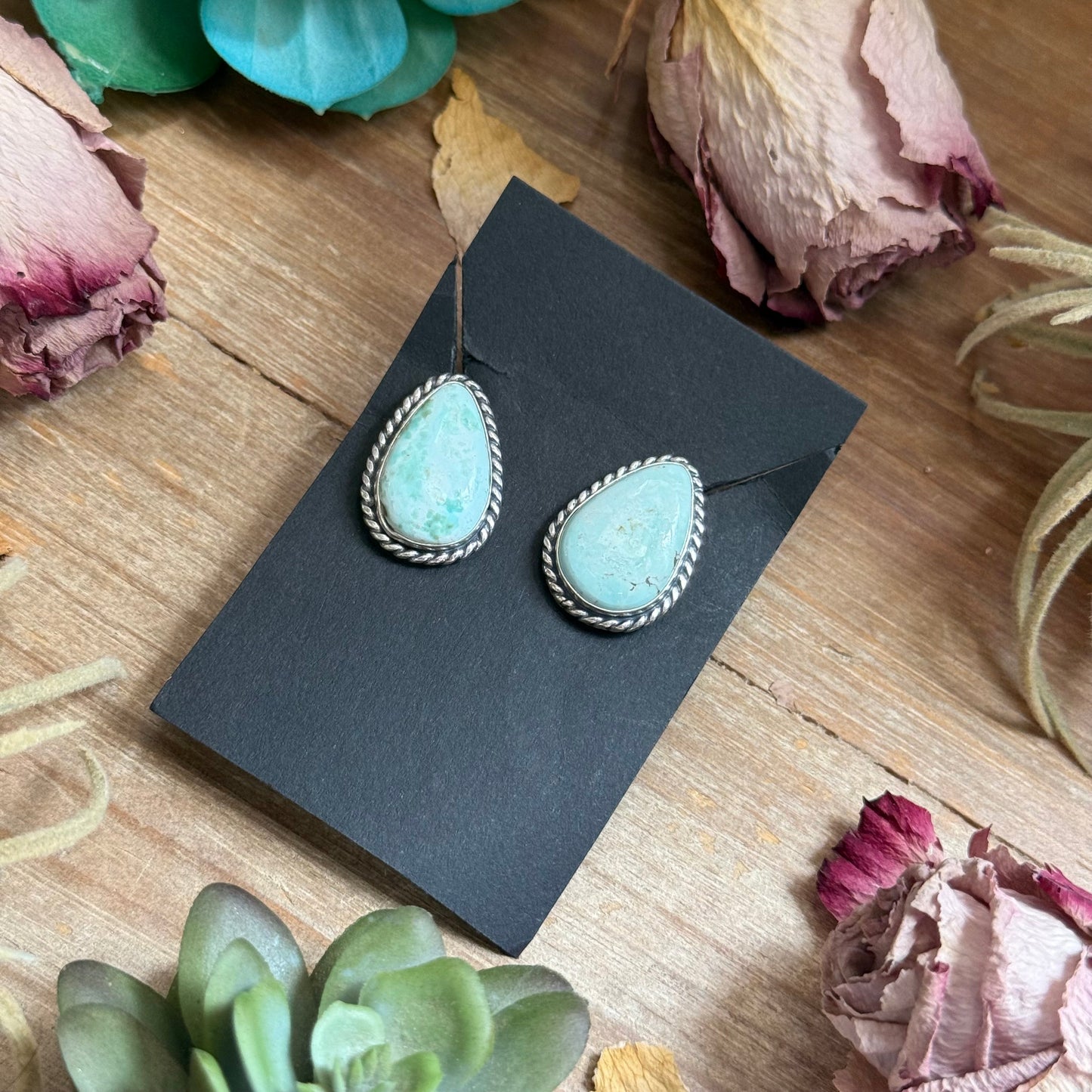 33 - Sterling Silver Dry Creek Turquoise Stud Earrings by Jason Ogg