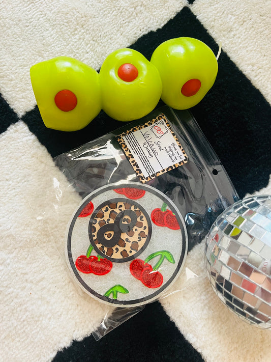 Cheetah W/Cherries EightBall Freshie