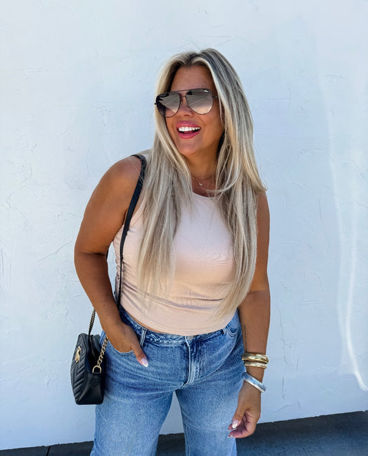 Tan Ribbed Tank