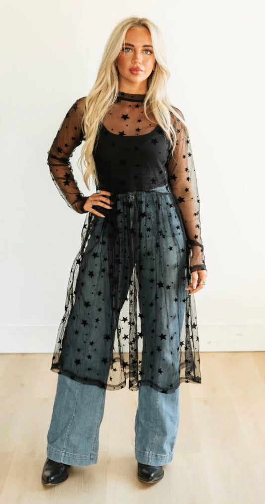 Black Star Overlay Dress