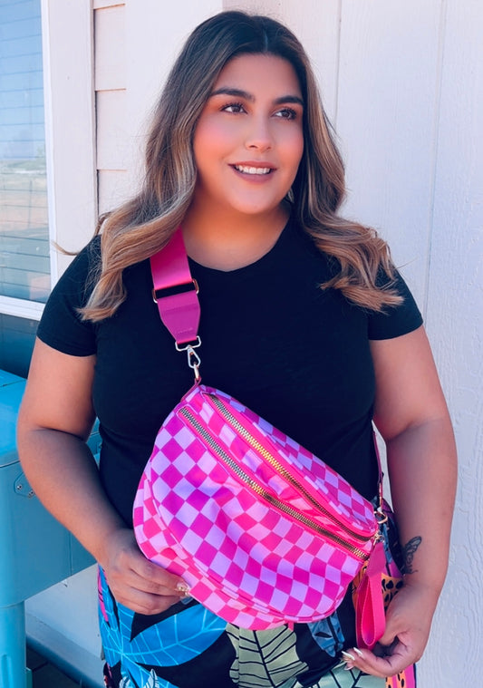 Hot Pink Checkered Fanny Pack