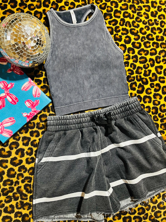Ash Black Washed Crop Tank