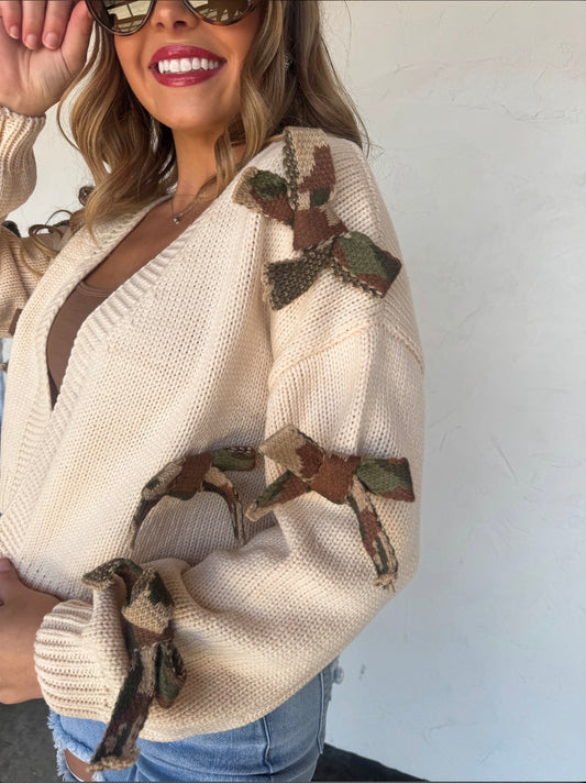 Camo Bow Cardigan
