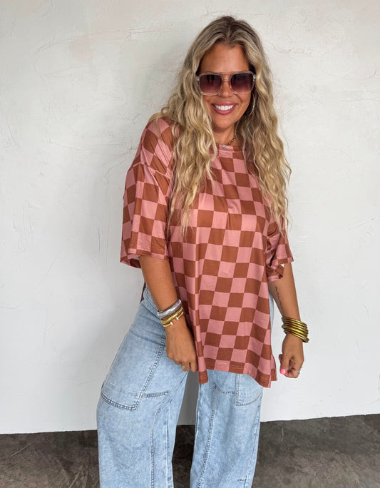 Check Babe Oversized Tee