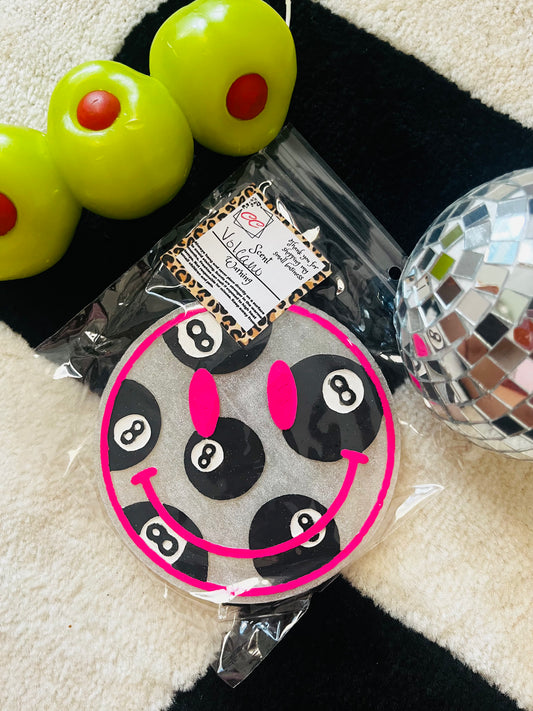 Hot Pink EightBall Smiley Freshie