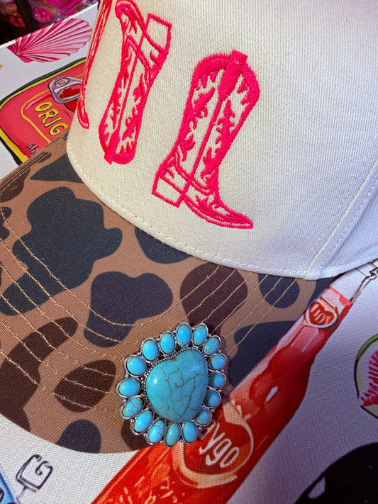 Turquoise Heart Hat Pin