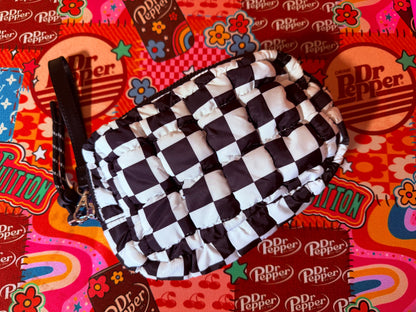 Black Checkered Mini Puff Clutch Bag