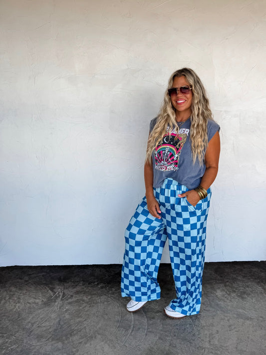 Blue Checker Pop Pants