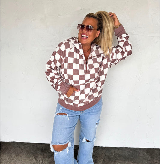 Brown Checkered Pullover