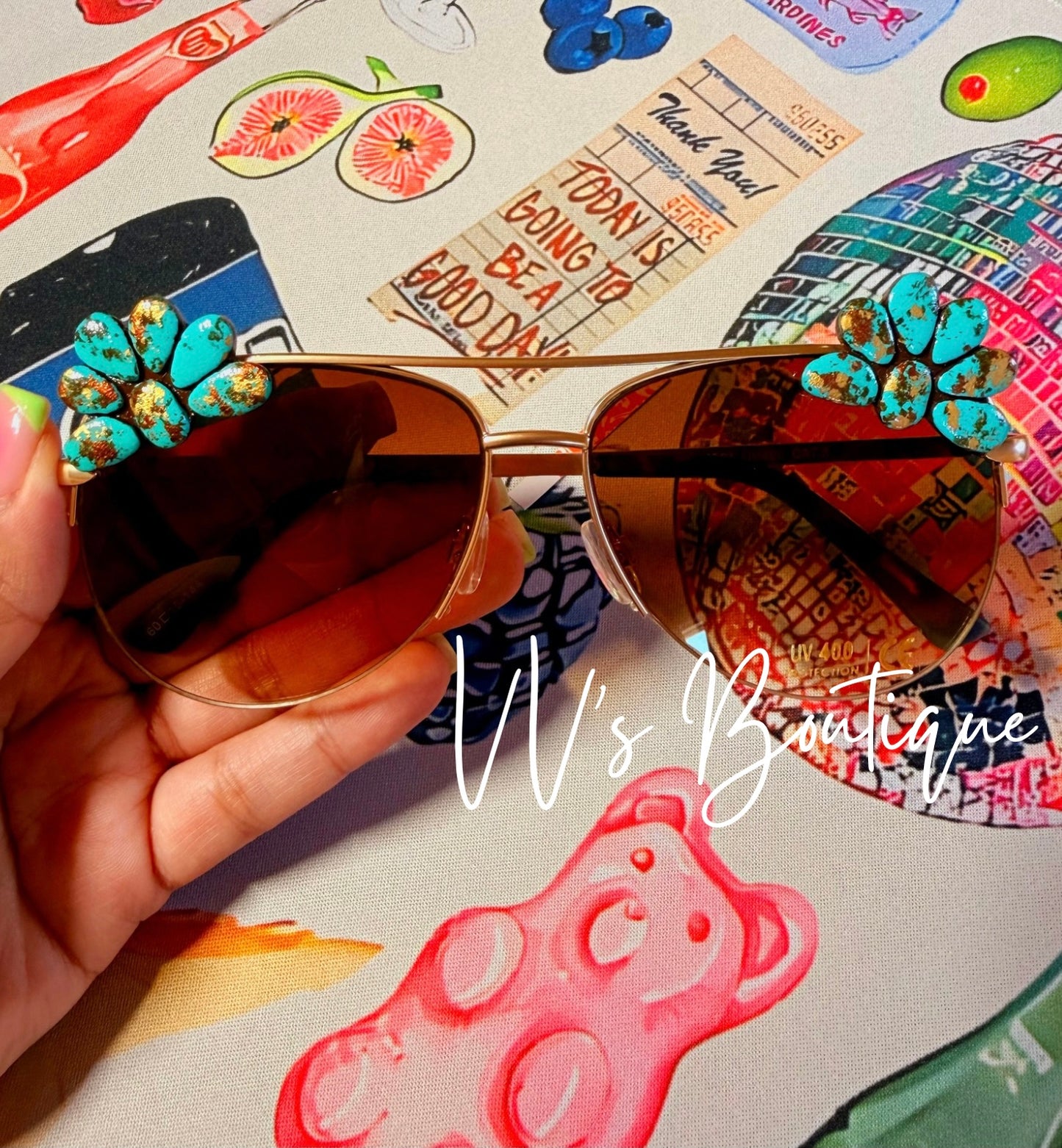 Western Turquoise Stone Sunglasses