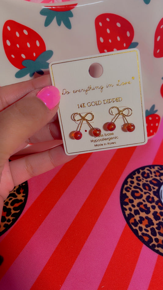 Cherry Bow Earrings