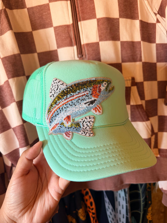 Teal Bass Trucker Hat