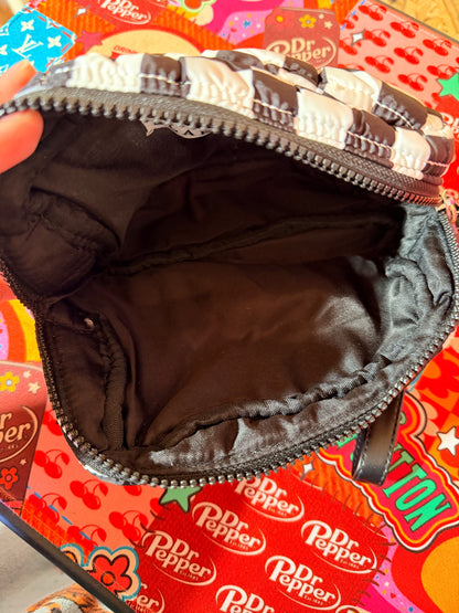 Black Checkered Mini Puff Clutch Bag